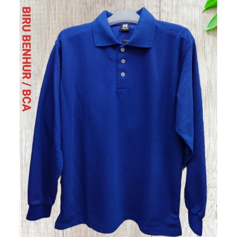 Kaos Polo Shirt Pria Tangan Panjang / Kaos Kerah Pria Polos Tangan Panjang / Kerah Polos Dewasa YORU