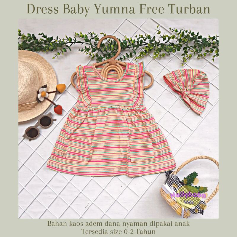 Hallybaba kids - Dress Bayi Free Turban 0-2Th Yusna