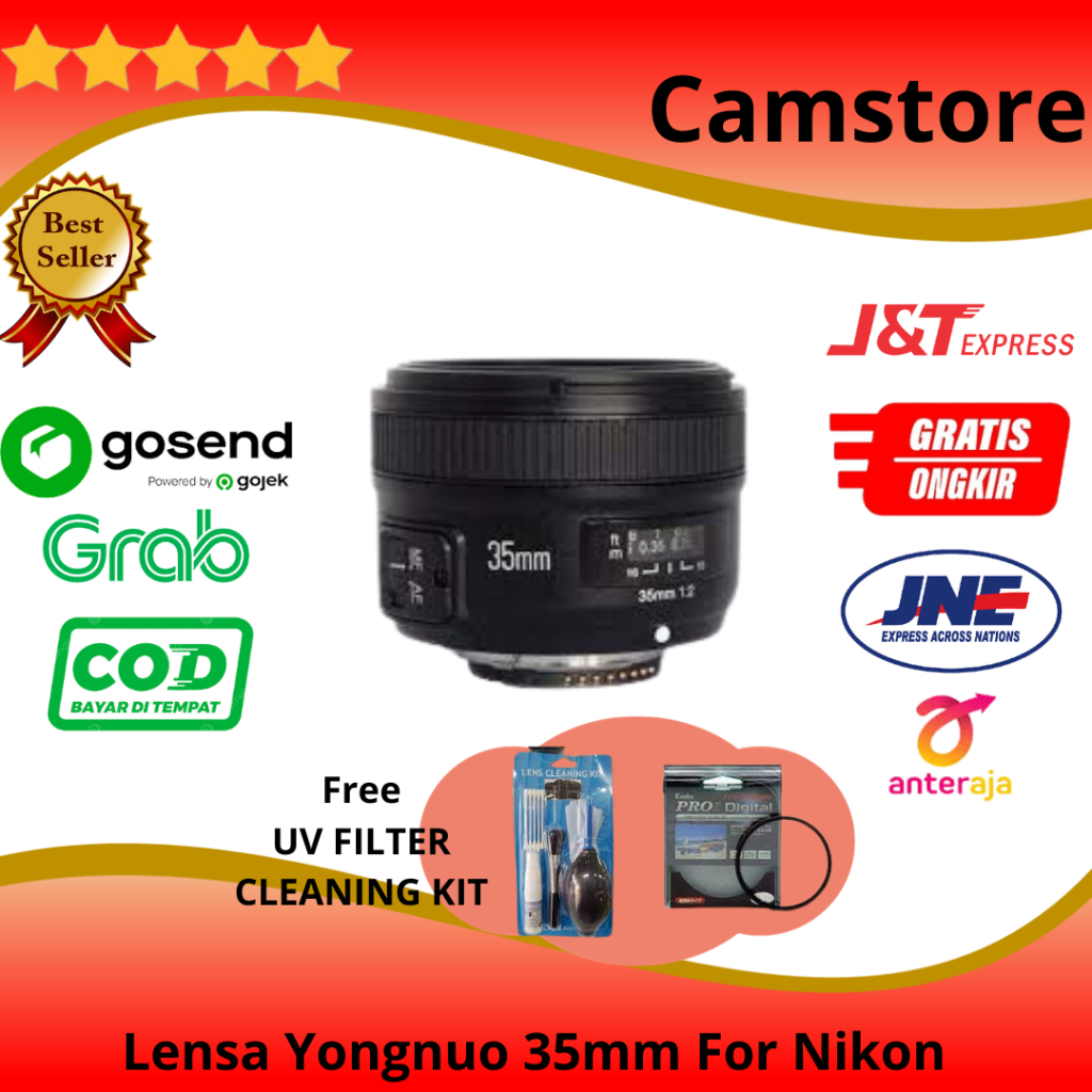 LENSA YONGNUO 35MM F2 NIKON - LENSA FIX YN 35MM For DSLR Nikon