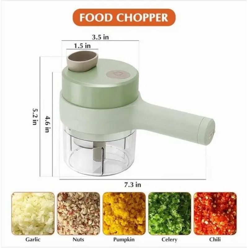 Mini Food Chopper Electric Charging Blender 3IN1 Menggiling Serbaguna 3 Pisau