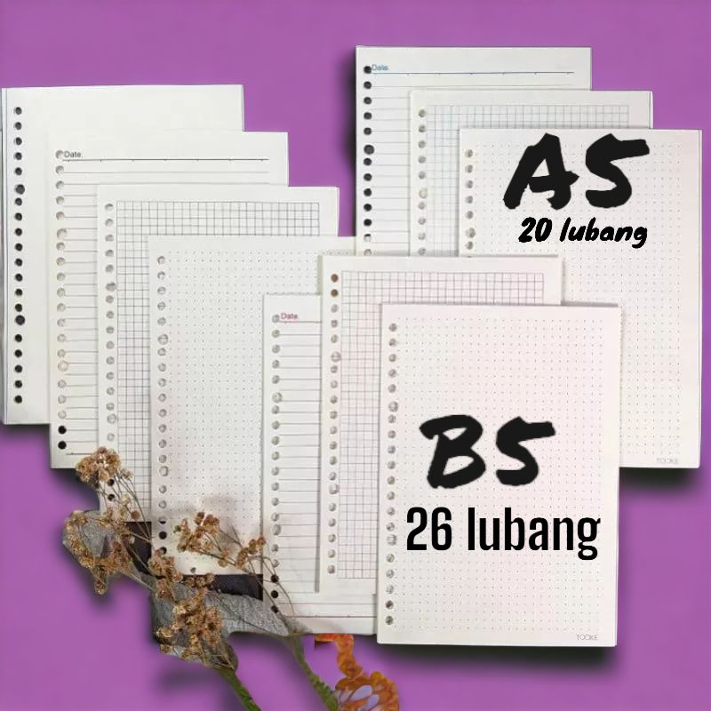 

LOOSE LEAF/ KERTAS BINDER A5 ,B5 /KERTAS FILE BOOK PAPER/ BROWN PAPER