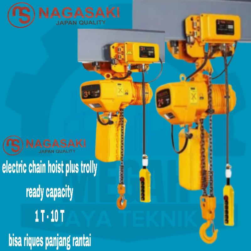 electric chain hoist plus trolly 5 ton 6 mtr 380V nagasaki japan quality