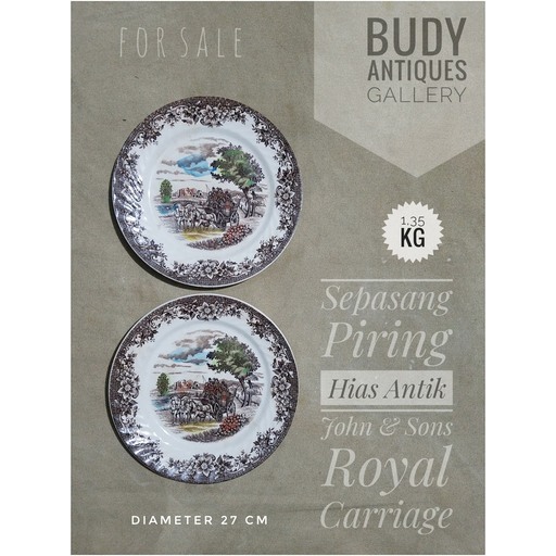 Sepasang Piring Hias Antik John And Sons Royal Carriage
