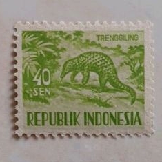 

(AD) Perangko Indonesia 1956 Hewan Kecil - Trenggiling 40 sen Mint