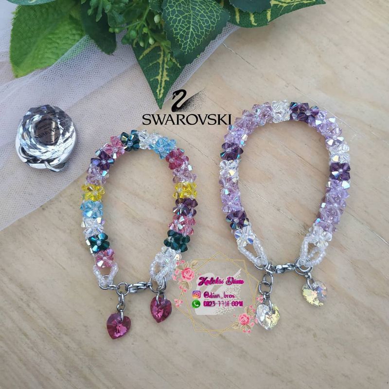 Gelang Kristal Swarovski / Gelang Beads Swarovski/ Bracelet Swarovski/ Beads Bicone / Swarovski Kris