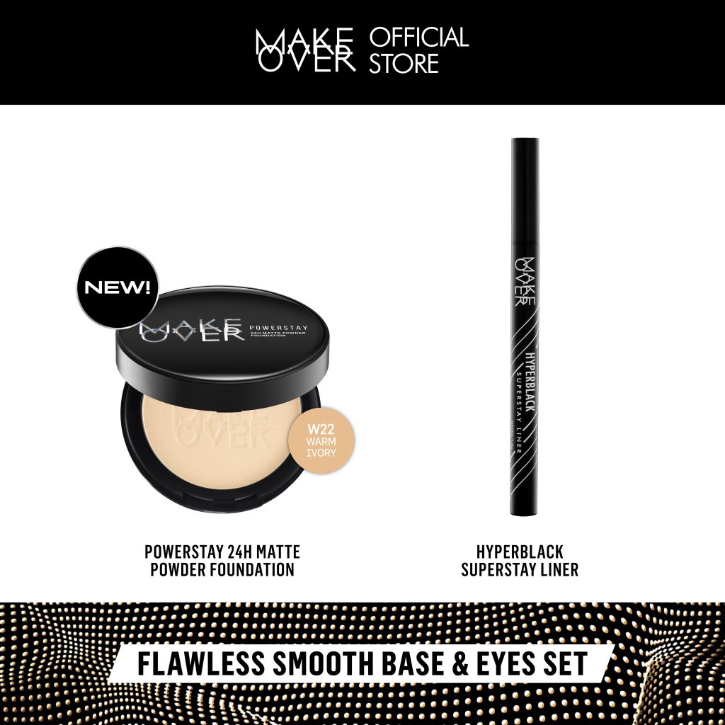 [DHIRMAN PUTRA APPROVED] FLAWLESS &amp; ICONIC SMOOTH BASE : Powerstay Matte Powder Foundation &amp; Hyperblack Superstayliner
