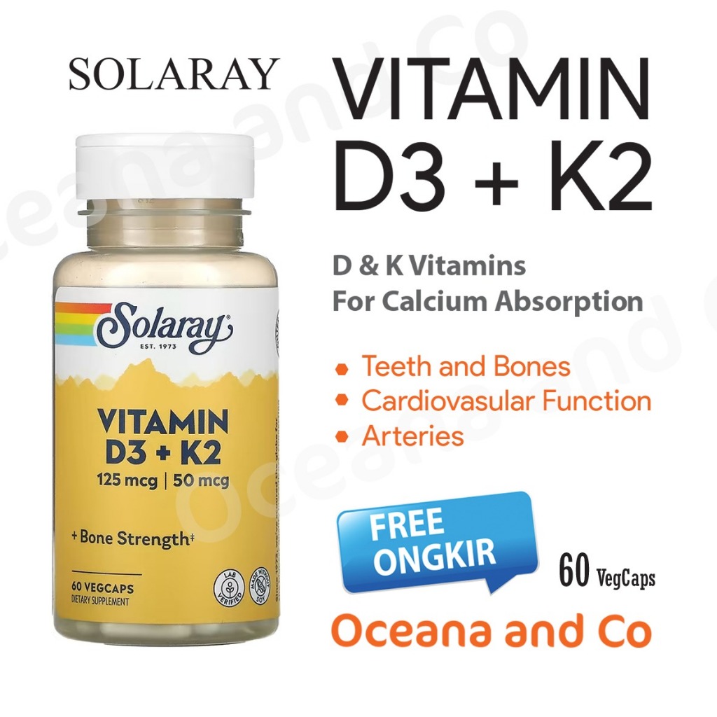 Solaray Vitamin D3 K2 Soy-Free 125 mcg 5000 IU Isi 60