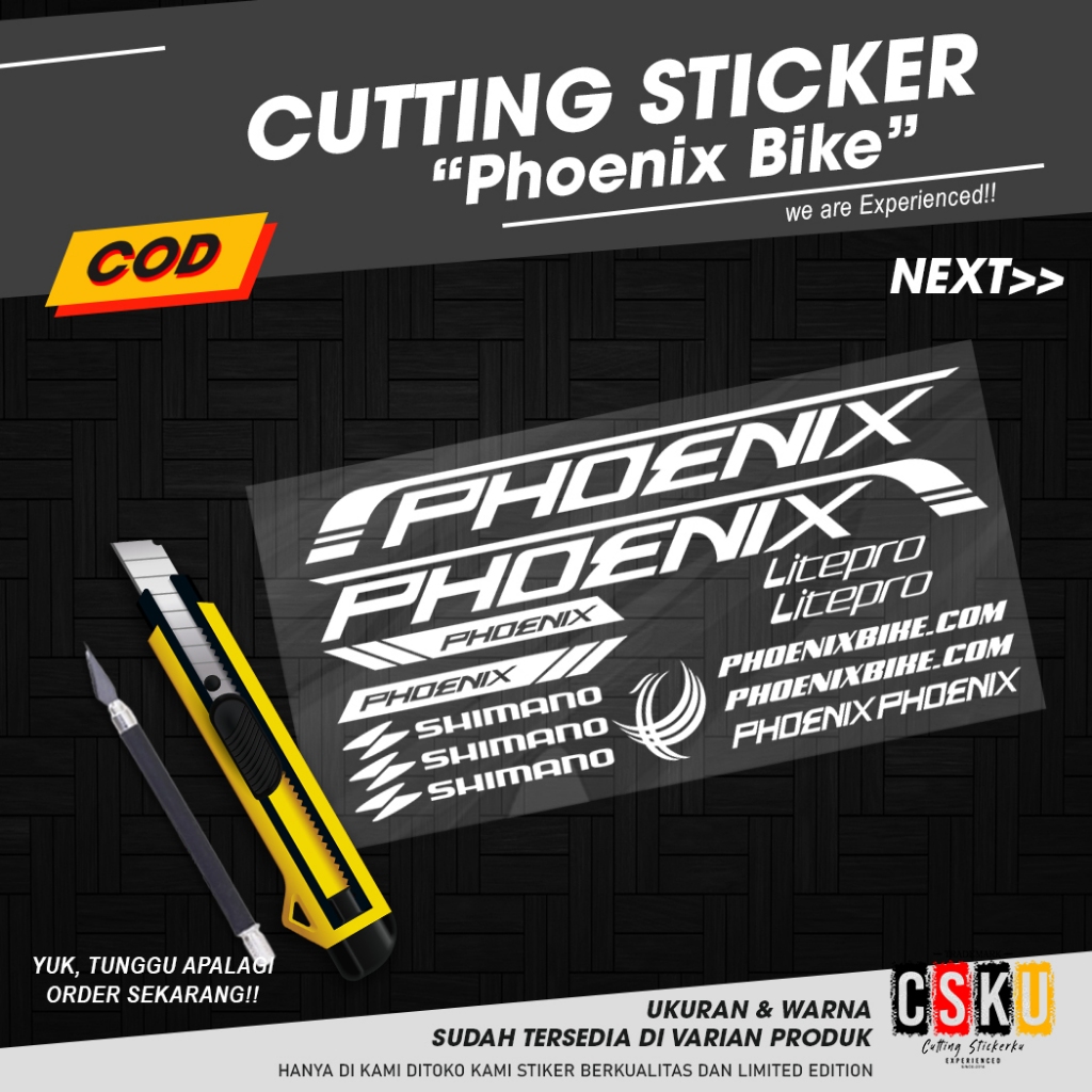 Cutting Sticker Phoenix Bike Variasi Sepeda Set Dewasa Stiker Frame Batang Mtb Lipat