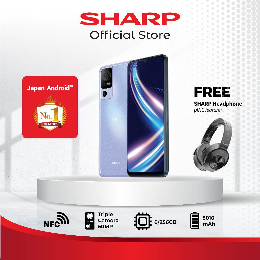 Sharp Mobile Phone / Smartphone AQUOS V7 Plus - Blue 6/256 GB + Free Headset SHARP OFFICIAL STORE