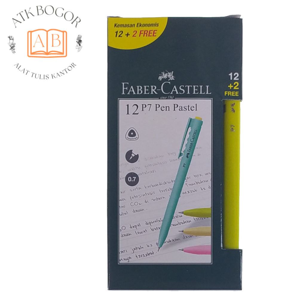 

Faber Castell Pulpen Cetek Halus Segitiga P7 Retracable Pen Pastel 0.7 Hitam - Isi 1 Pack / 12 + Gratis 2 Pcs