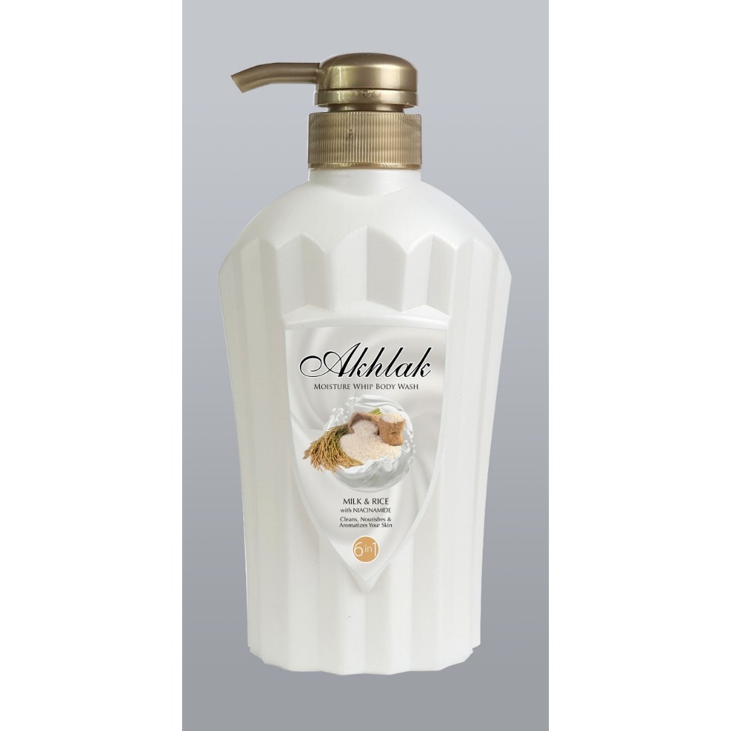 Akhlak Moisture Whip Body Wash Milk & Rice 550 ml Botol