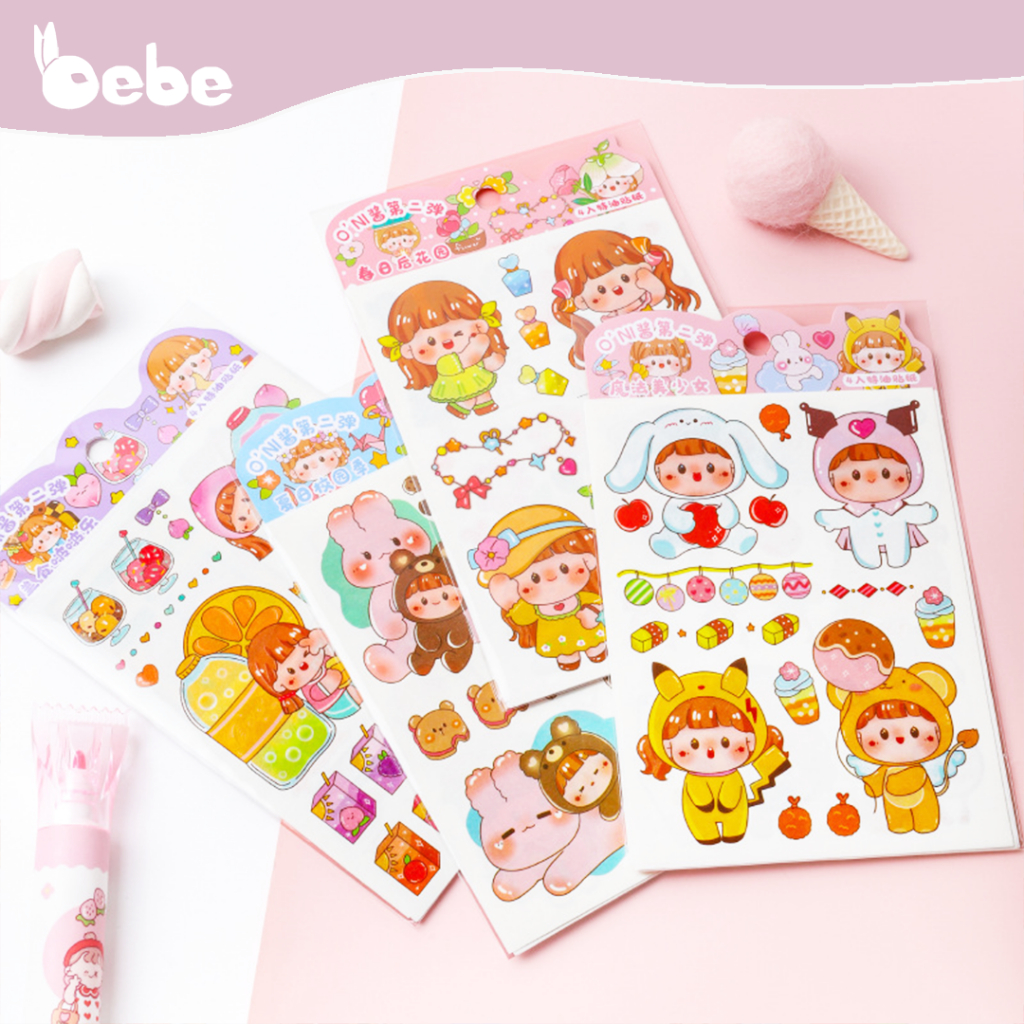 

Sticker Pack Isi 4 Lembar Stiker Korea Motif Lucu Dekorasi Journal Botol Minum Waterproof PVC