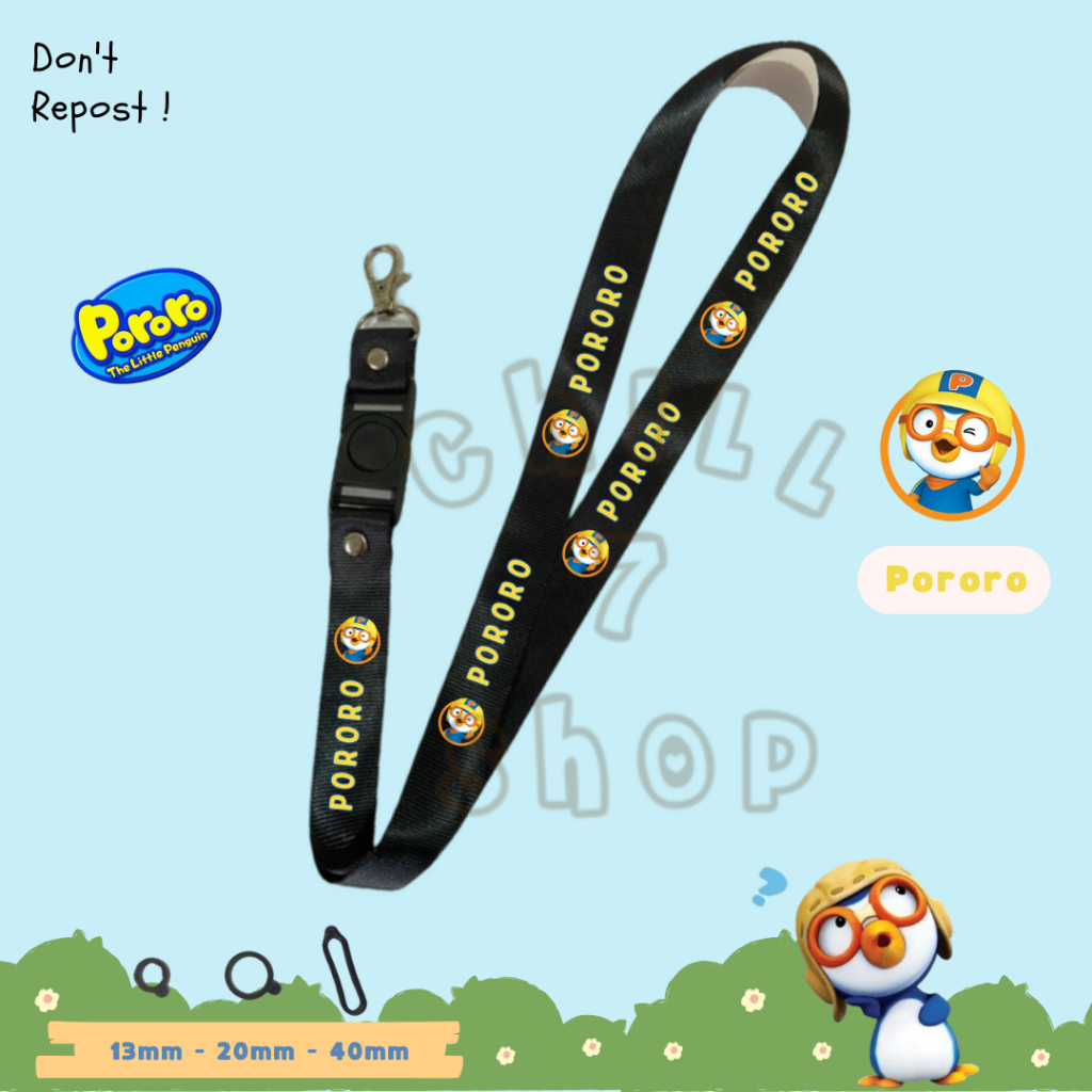 Lanyard Pororo Card Custom Kartun Disney Tali Gantungan Pods Name Tag Kartu Nama