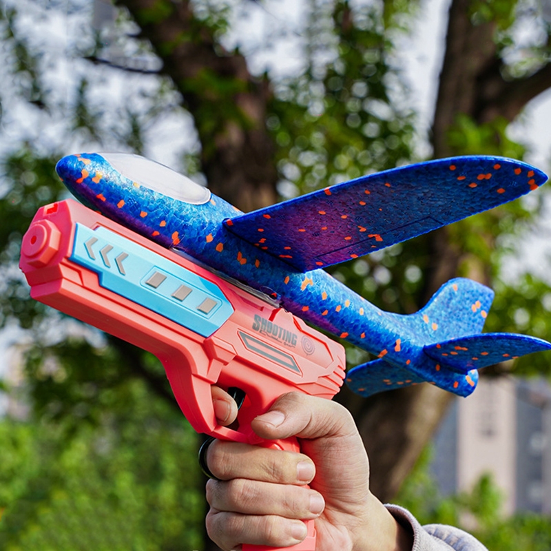 Pistol Ejeksi Pesawat Untuk Anak-anak Peluncur Pesawat Busa Luar Ruangan Untuk Mainan Peregangan Dewasa