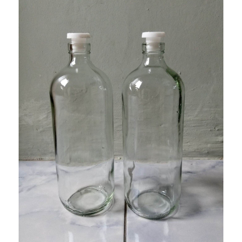 Botol Kaca Beling 1 Liter + tutup plug / Botol Bensin Beling 1 Liter