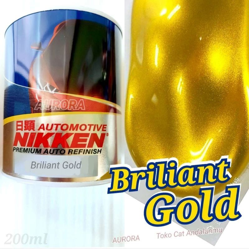 Cat Emas Metalik Nikken 200ml 200cc Seperempat | Brilliant Gold Niken Kuning Mas Brillian Metallic C