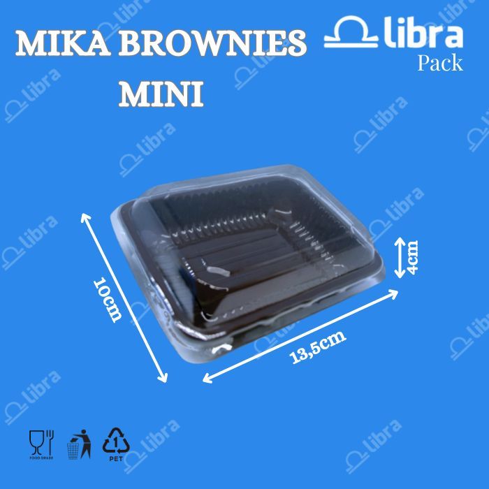 50 Pcs - Mika Brownies Mini + Tutup Pack / Mika Tray Brownies Mini