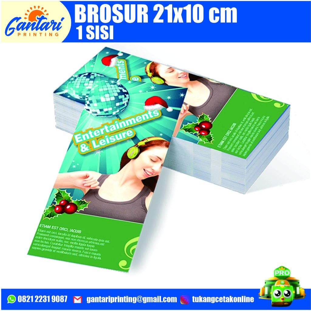 

brosur / flyer 21x10 cm art paper 150/120 gsm cetak 1 sisi