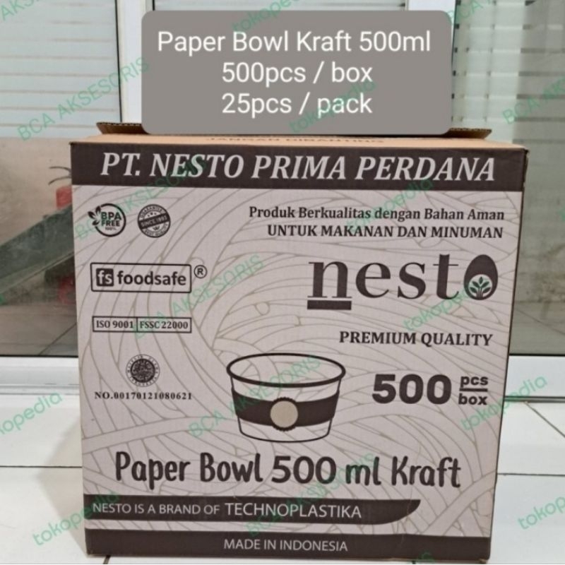 iDk90 Paper Bowl kraft 500ml - Mangkok kertas coklat - isi 500pcs