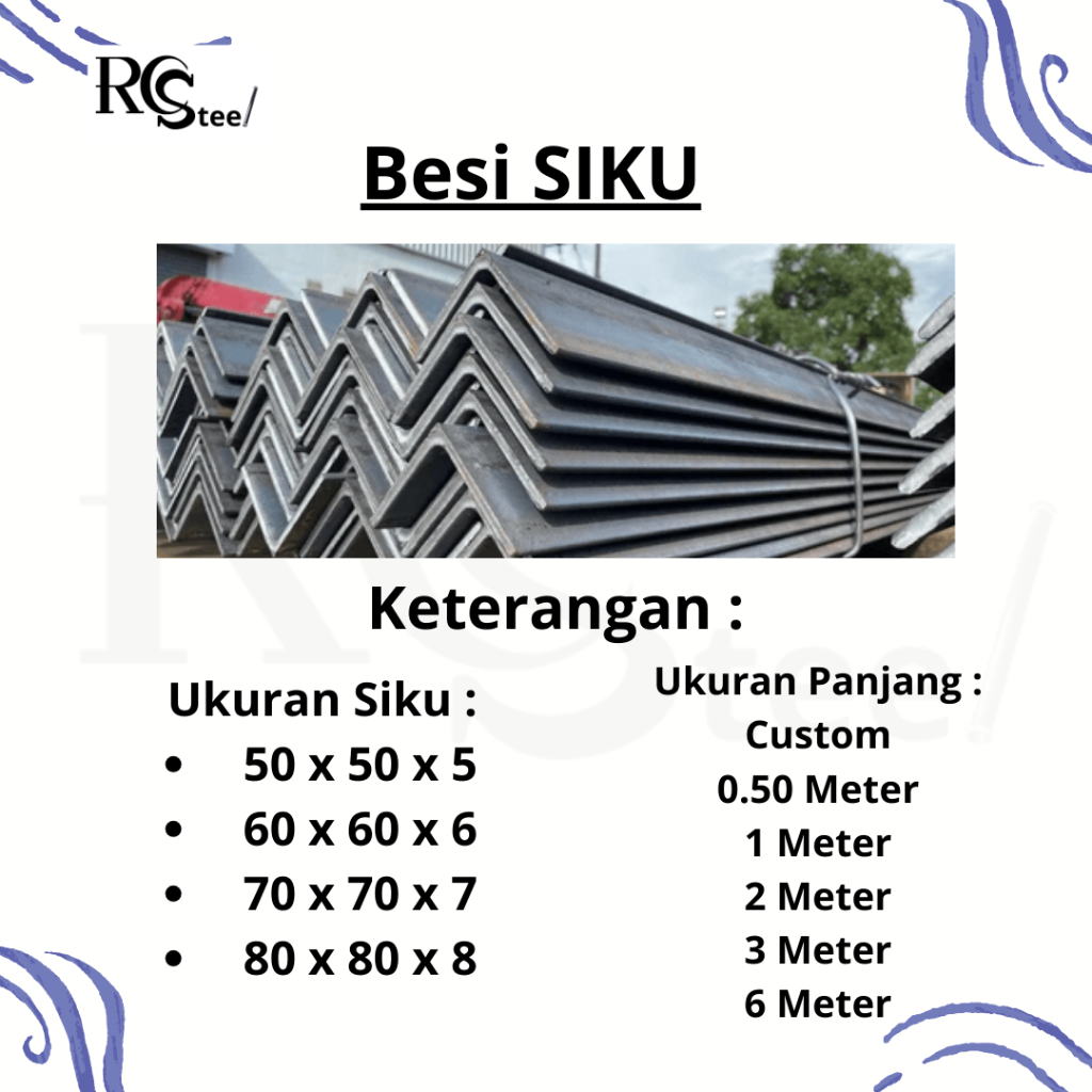 Besi Siku 50 x 50 x 5 x 0.50 Meter