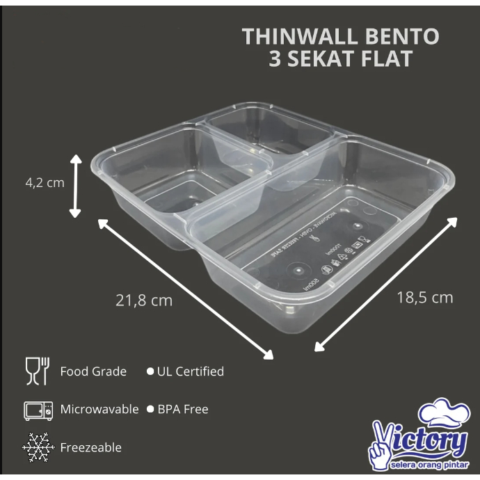 Thinwall Bento Sekat - 5 Pcs