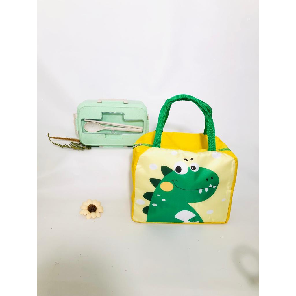 Lunch Box Bento Kotak Makan PLastik Set Dengan Tas Karakter