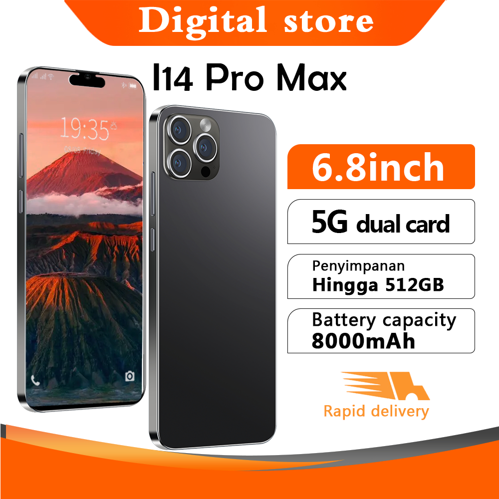 【Produk Baru HP】murah  telepon game i14 Pro Max 6.8 inch 12GB RAM+512GB ROM 24+64MP HD Kamera
