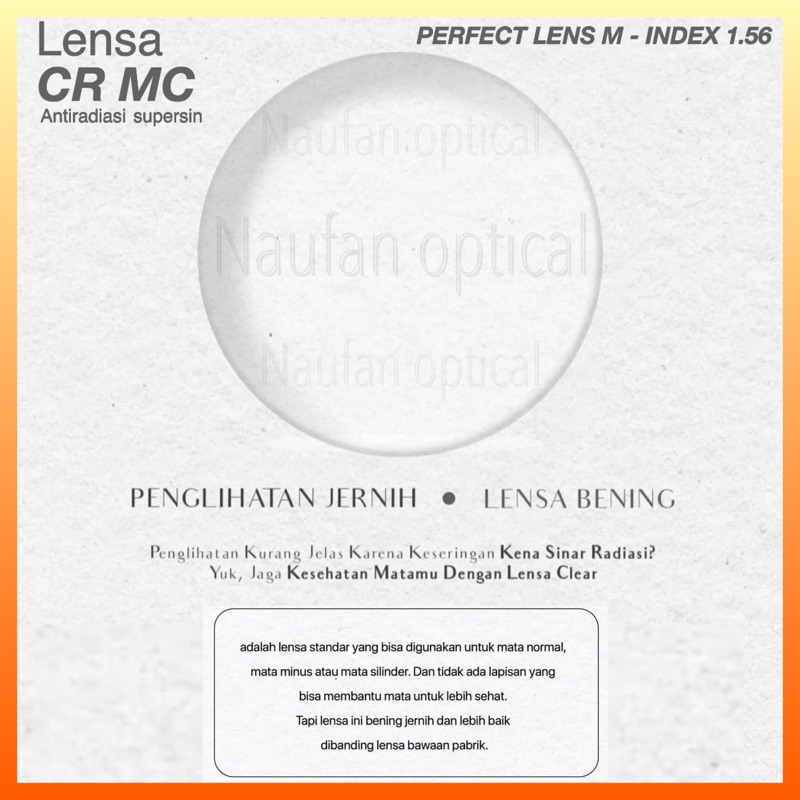 LENSA MINUS -6.00 S/D -9.00 / CLY ( SUDAH ANTI RADIASI & SUPERSIN ) NAUFAN OPTICAL | perfect lens | 
