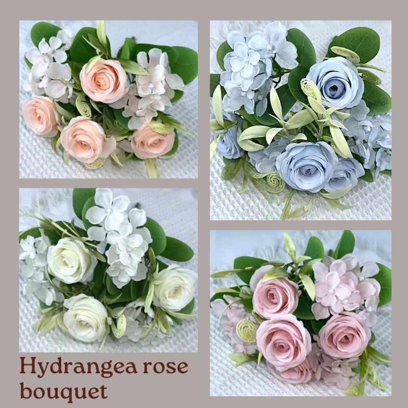 B094 Bunga Rose Bulat Padat Begonia Hydrangea Hortensia Artifisial Artificial dekorasi rumah kamar h