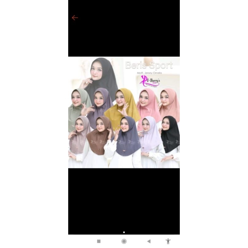 hijab instan sport pet Matt Jersey ornela by El- berrys hijab beris