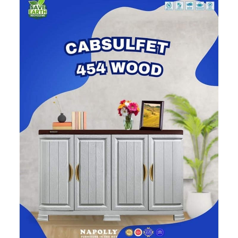 Lemari Kabinet Bufet Plastik Serbaguna Multifungsi Cabsulfet 454 Wood Napolly