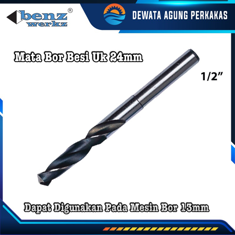 Mata Bor Besi 24mm Untuk Mesin Bor 13mm Reduced Shank 24 mm As 1/2"