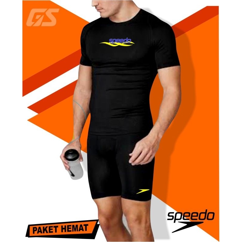 Setelan renang pria - Baju renang ketat pria elastis - Baju celana renang pria sporty