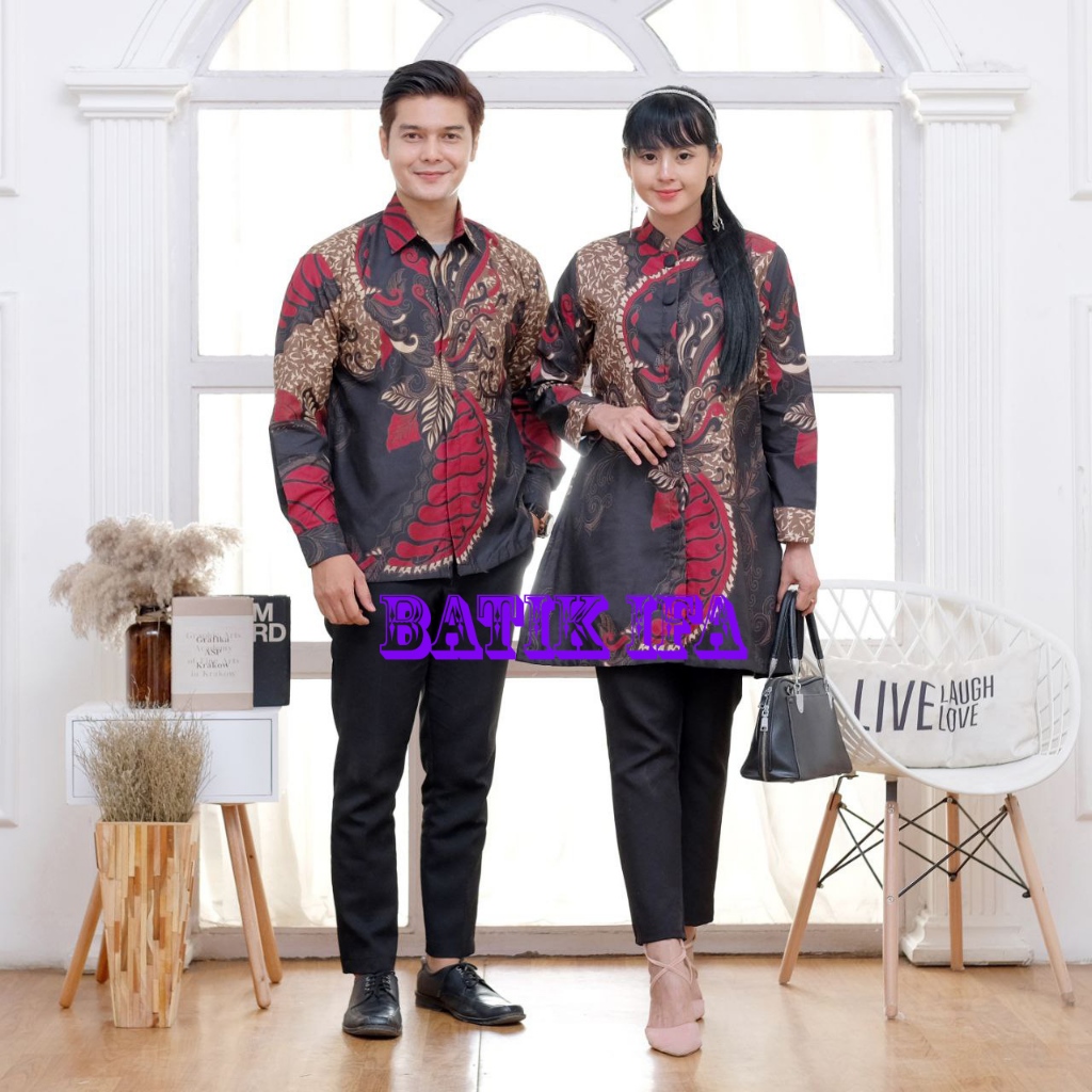 Harga Sepasang - Baju Batik Couple Pasangan Atasan Kemeja dan Tunik - Batik IFA