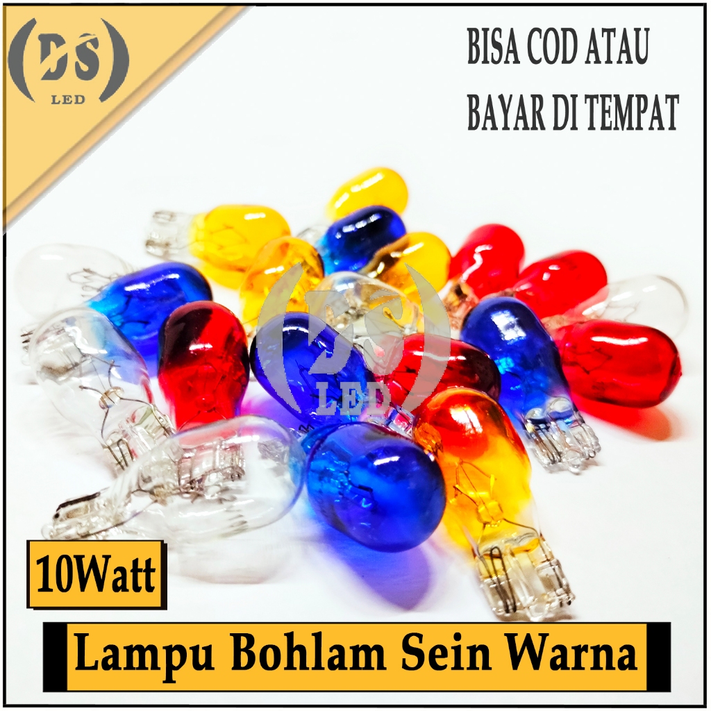 Lampu Bohlam Sein T10 Warna 10Watt / Bohlam Sein Tancep Besar 10W / Lampu Sen Bohlam Biru 12V 10Watt
