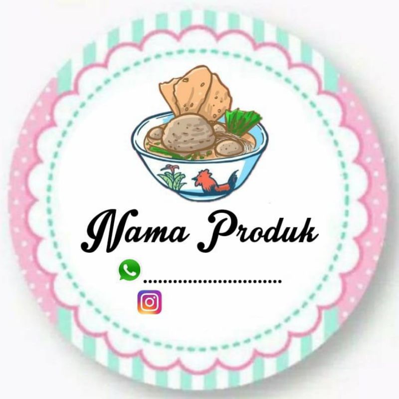 

(Minimal order 100 buah ) STIKER PRODUK KEMASAN MAKANAN BOX / BAKSO / BASO / BAKWAN / MIE AYAM /MIE