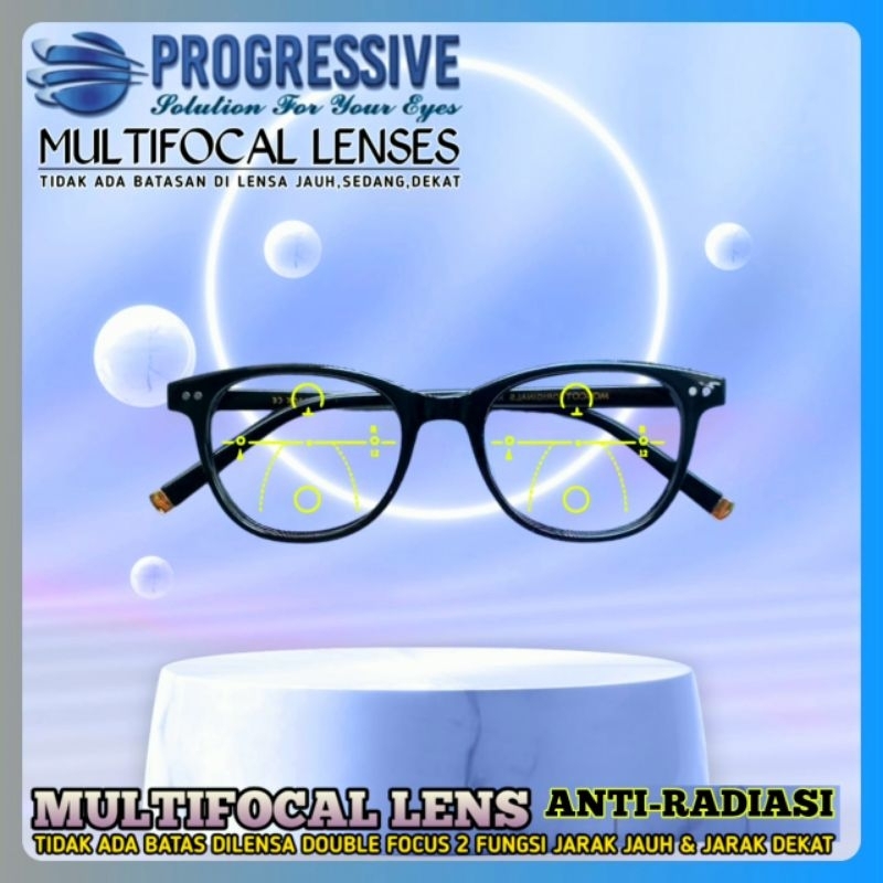 Kacamata Baca Progresif Pria Wanita Kacamata Antiradiasi Plus Baca dan Jalan Frame Kacamata J52021