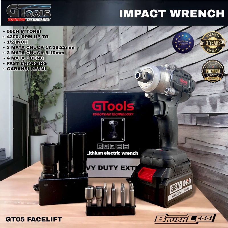 Impact Wrench 88V GTOOLS GT05 facelift  tech mesin pembuka baut ban mobil motor CVT