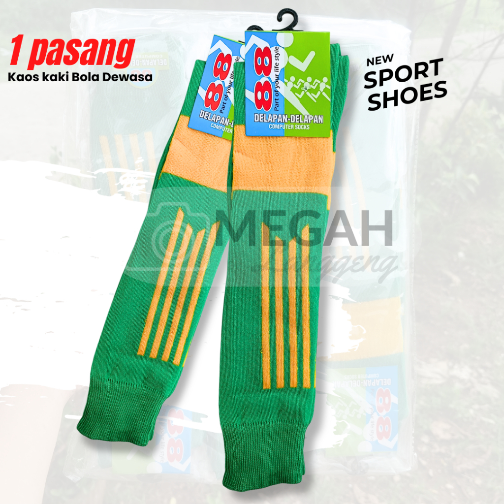 KAOS KAKI SEPAK BOLA HIJAU STRIP KUNING - KAOS KAKI BOLA PANJANG WARNA BIRU / KAOS KAKI FUTSAL / OLA