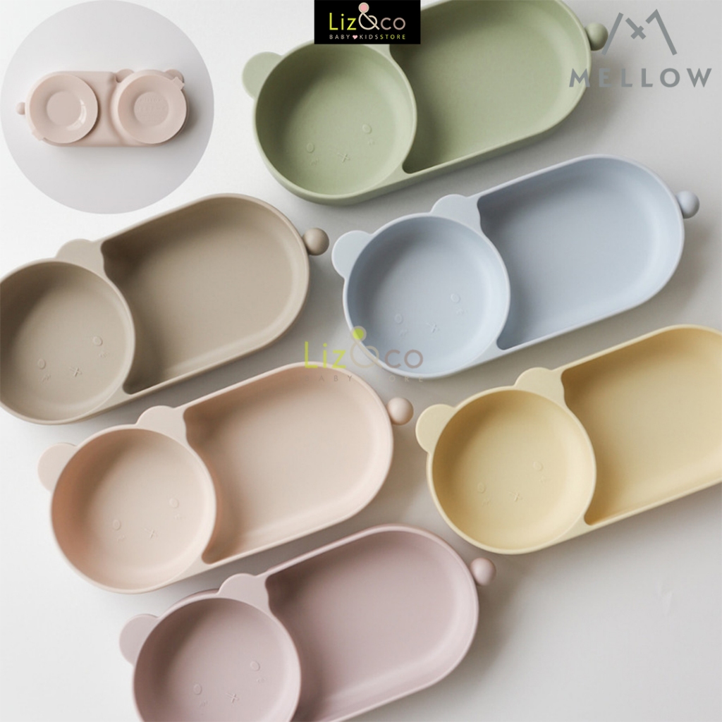 Mellow - Kuma Silicone Plate( 2 suction plate) - alat makan MPASI