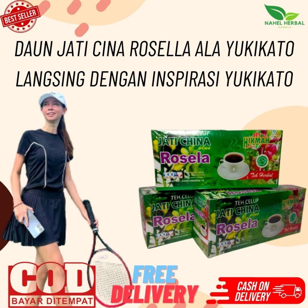 Pelangsing Ampuh Dengan Teh Celup Daun Jati Cina Plus Bunga Rosella Pelangsing Ala Yuki Kato  - Obat