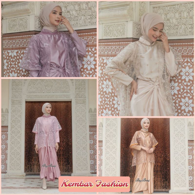 Gamis Dress Wanita Brokat Outer Naira Rompi One set Dress