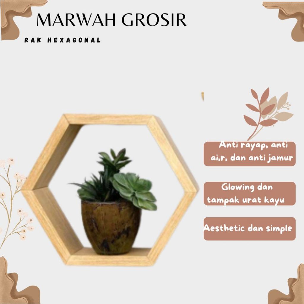Terlaris Rak segi enam / Rak Hexagonal jati / Rak Hexagonal dinding