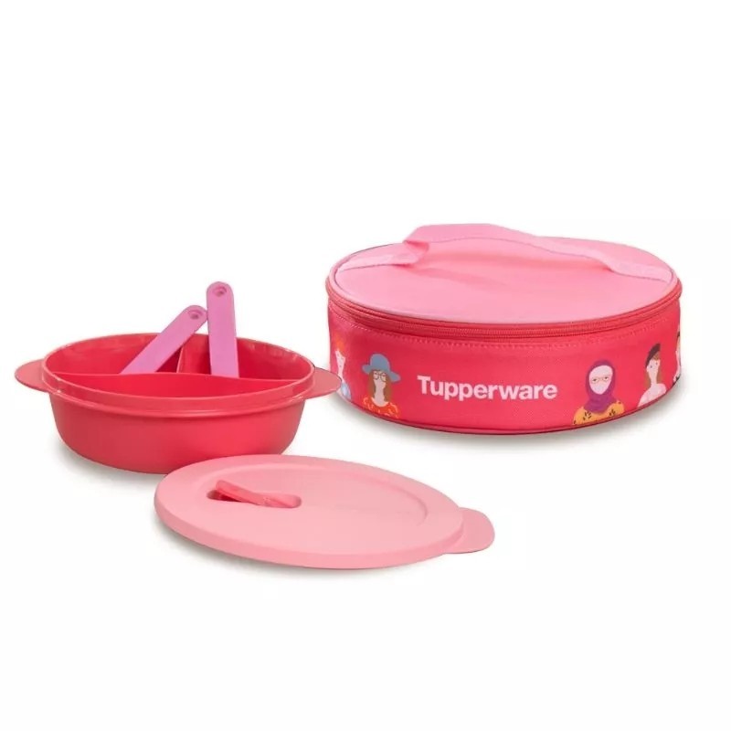 Tupperware crystalwave lunch box set (1) tempat bekal makan free tas