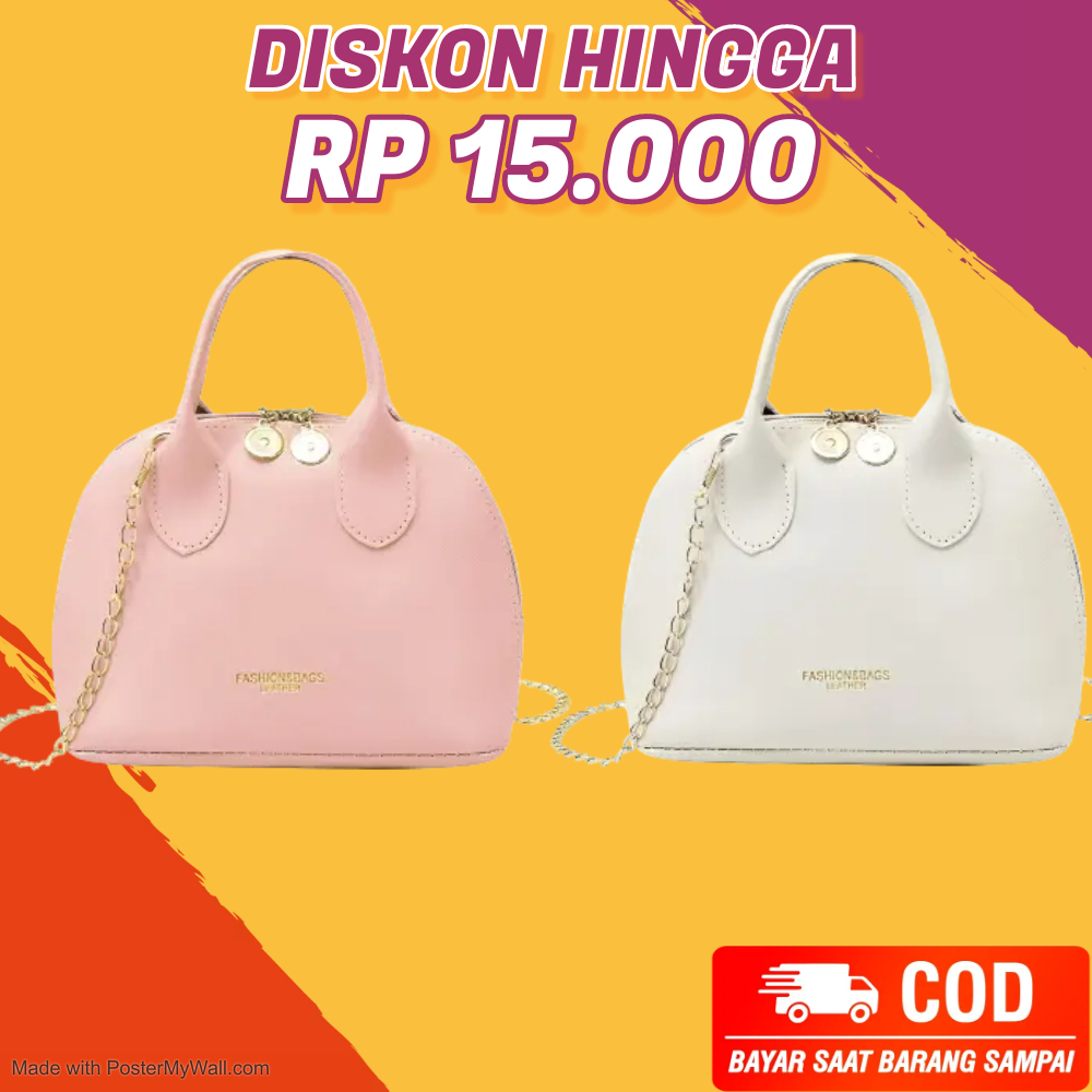 Tas Selempang Wanita Jinjing Kecil Elegan Hitam Putih Pink Kulit Sintetis Casual