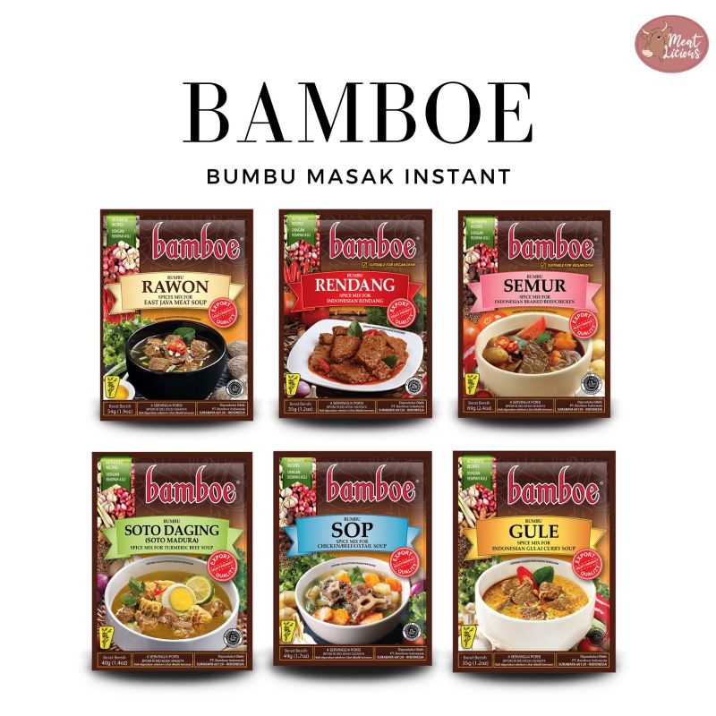 

BAMBOE Bumbu Dapur Instan siap masak (rendang rawon gule semur soto sop lada hitam tomyum teriyaki asam manis)