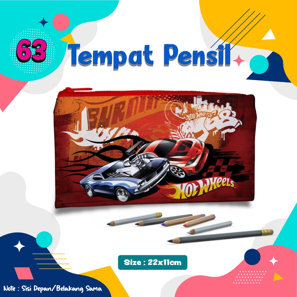 

Tempat Pensil HOT WHEELS Pencil Case Dompet Pouch Kosmetik Wadah Uang Kostak Kotak Alat Tulis #063