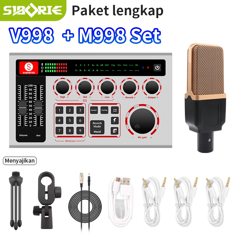 Siborie Soundcard V998 Original Audio USB External Sound Card  Mixer Bluetooth phone PC-live