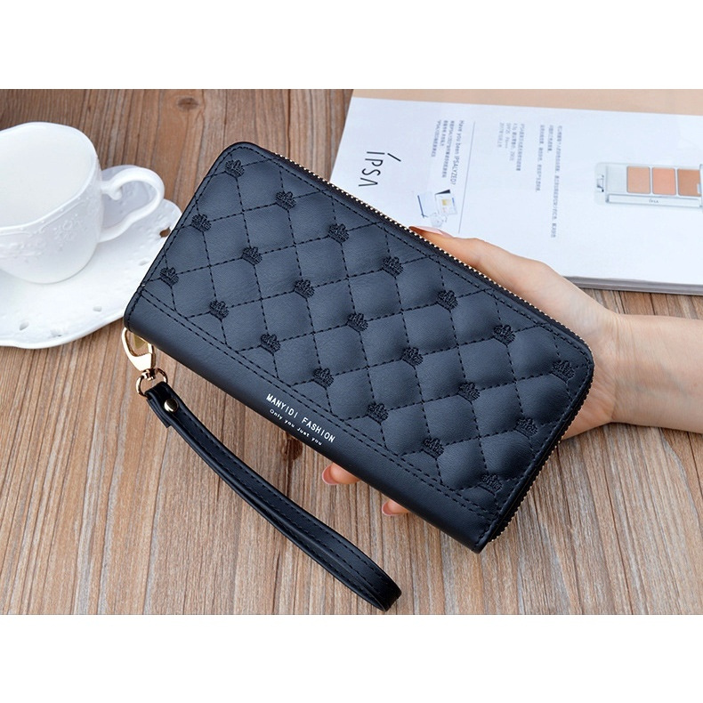 SPDM-2 DOMPET PANJANG WANITA 2 RESLETING KULIT PREMIUM KARTU UANG TALI KOREA BATAM MURAH CEWEK