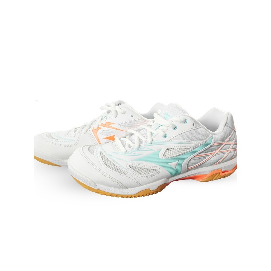 Mizuno Sepatu Wave Fang NX White/Tanager Turq/Lt. Orange